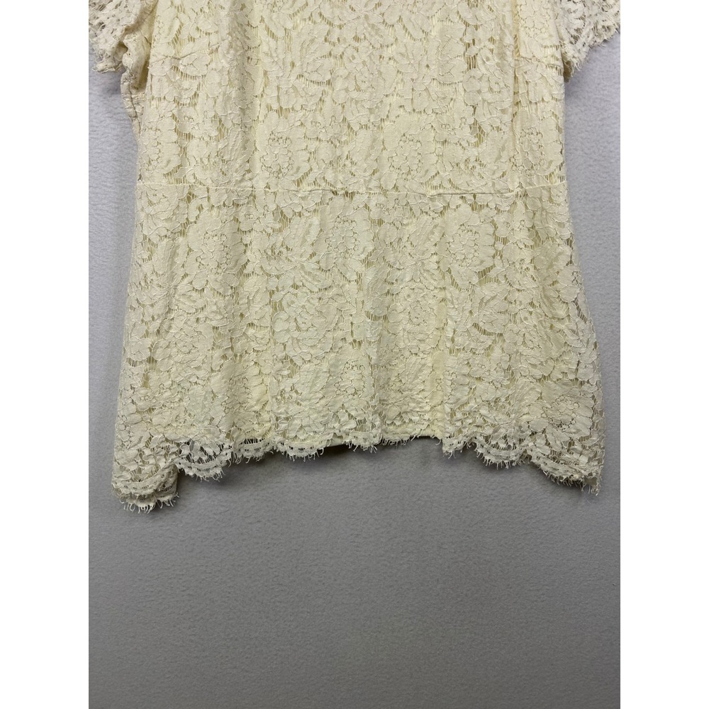 Romantic Isaac Mizrahi Live Women 1X Cream Floral Lace Peplum Tunic Top - Picture 9 of 11